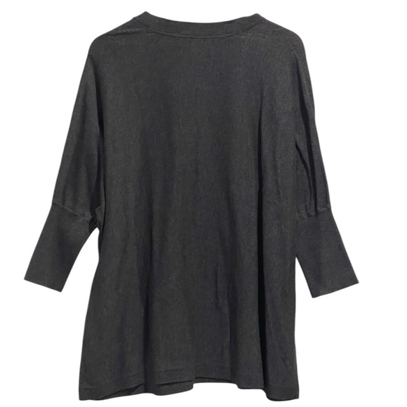 Pure Jill Oversized V-Neck Sweater, Blue, Drop Shoulder, 3/4 Length Sleeves, L - Picture 4 of 11